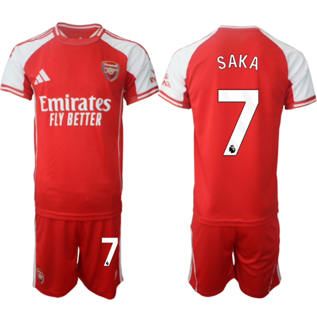 Men's Arsenal F.C #7 Bukayo Saka Red 2025 Home Soccer Jersey Suit